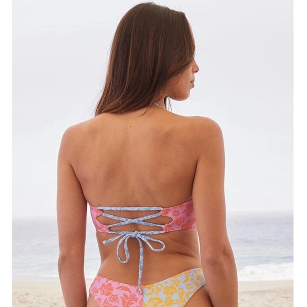 Roxy Tapestry Patchwork Bandeau Bikini Top NWT Size Large - Picture 7 of 9